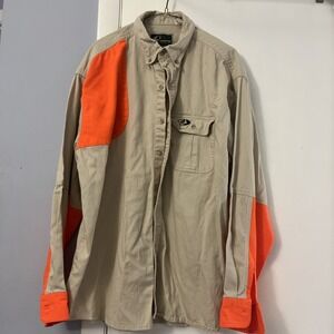 Mossy Oak XL Khaki Guide Shooting Shirt Hunting Cotton Orange